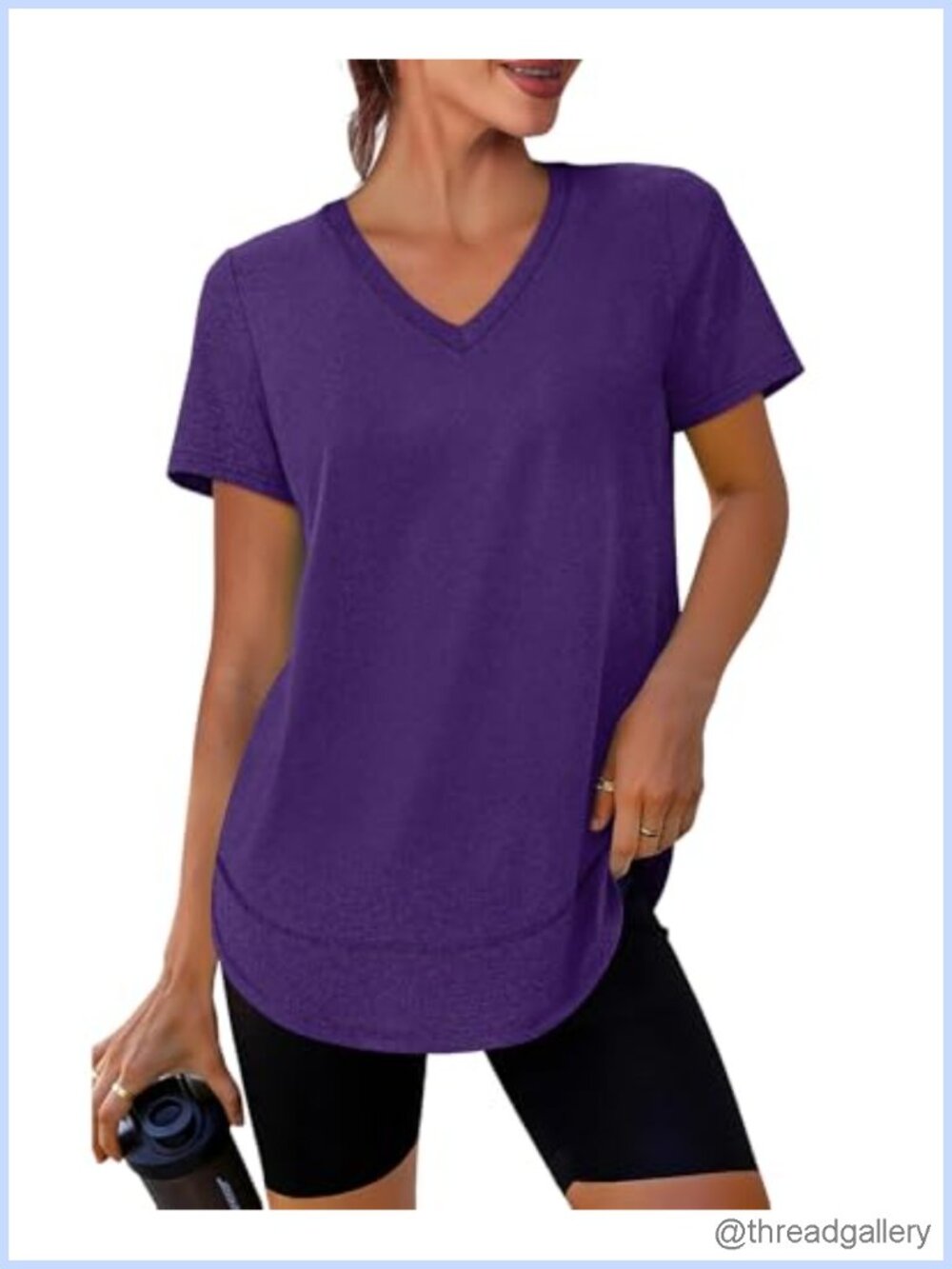 Women's Workout Top UPF 50+ Quick Dry Short Sleeve V-Neck Active T-Shirt